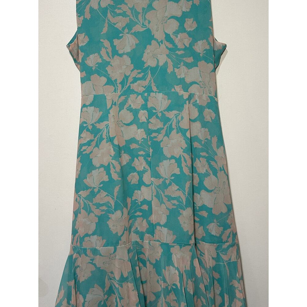 Hutch Trinity Ruffled Chiffon Wrap Maxi Dress Teal Floral Size Large NWT Wedding - Picture 12 of 14